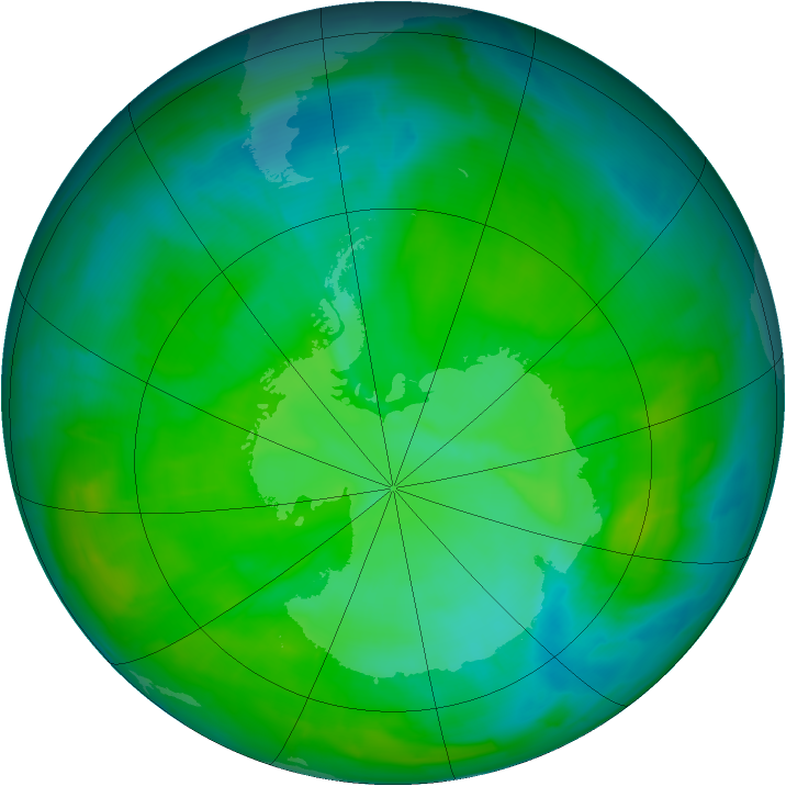 Antarctic ozone map for 14 December 2014
